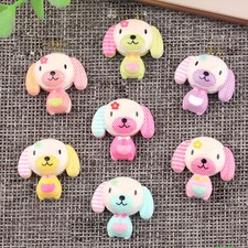 25 Mixed Color Flatback Resin Cute Dog Cabochons 22mm Flatback Charm