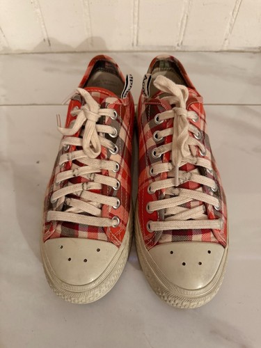Acne Studios Red and White Plaid Sneakers, Size 7.5 US, Pre-loved, Out of Stock - Picture 8 of 9