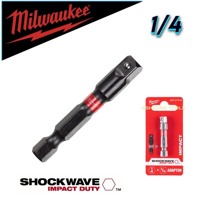 Milwaukee-Steckdosenadapter 1/4'' Sechseck - 1/4'' quadratischer SHOCKWAVE-Aufprall-Viertelzoll
