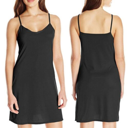 V Neck Solid Color Backless Short Dress Sling Dress Sleeveless Slip Under Dress