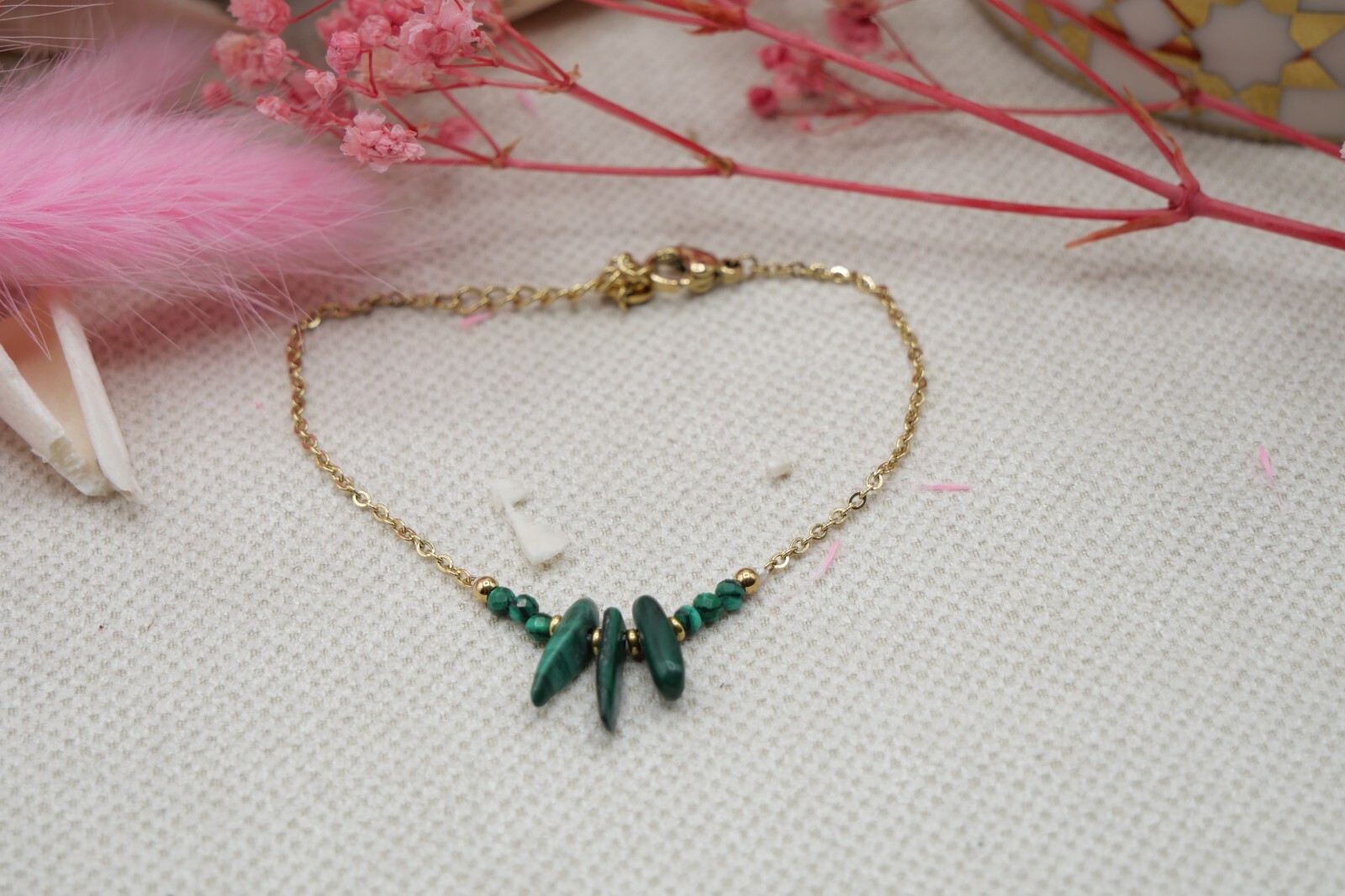 Bracelet malachite naturelle et perles de 8mm pour rééquilibrer vos énergies au quotidien