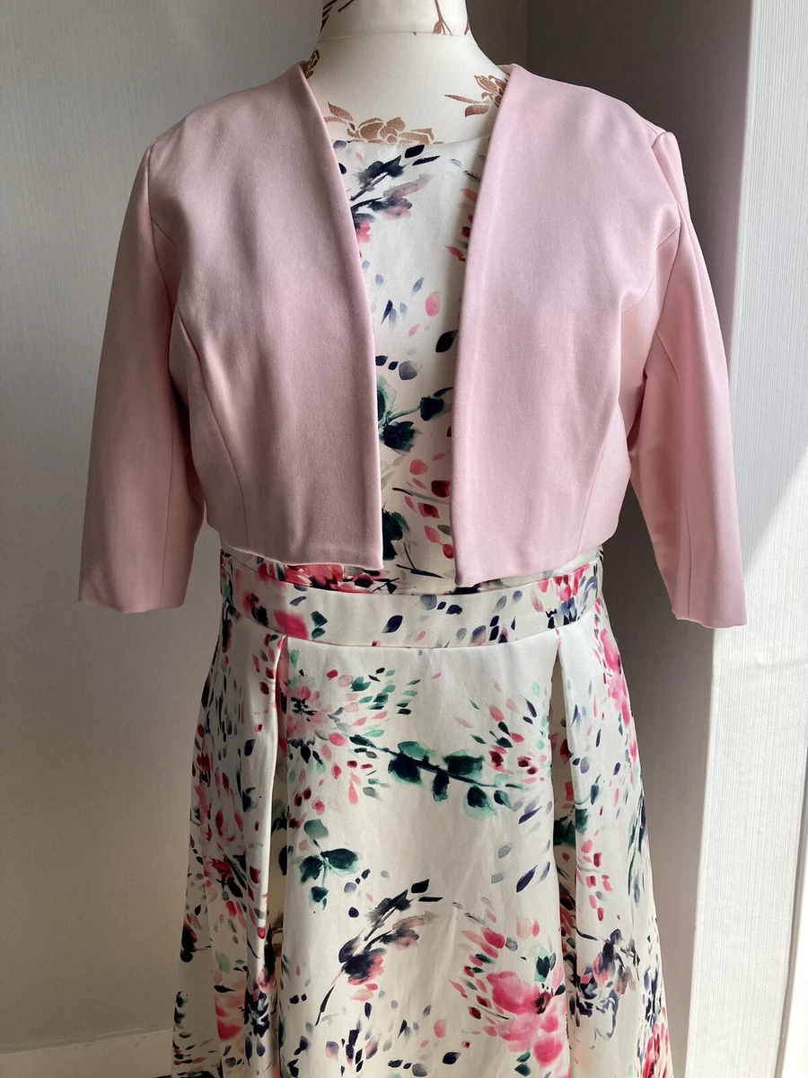 Joanna Hope Floral Prom Dress Pink Jacket Size 18 Wedding Mother
