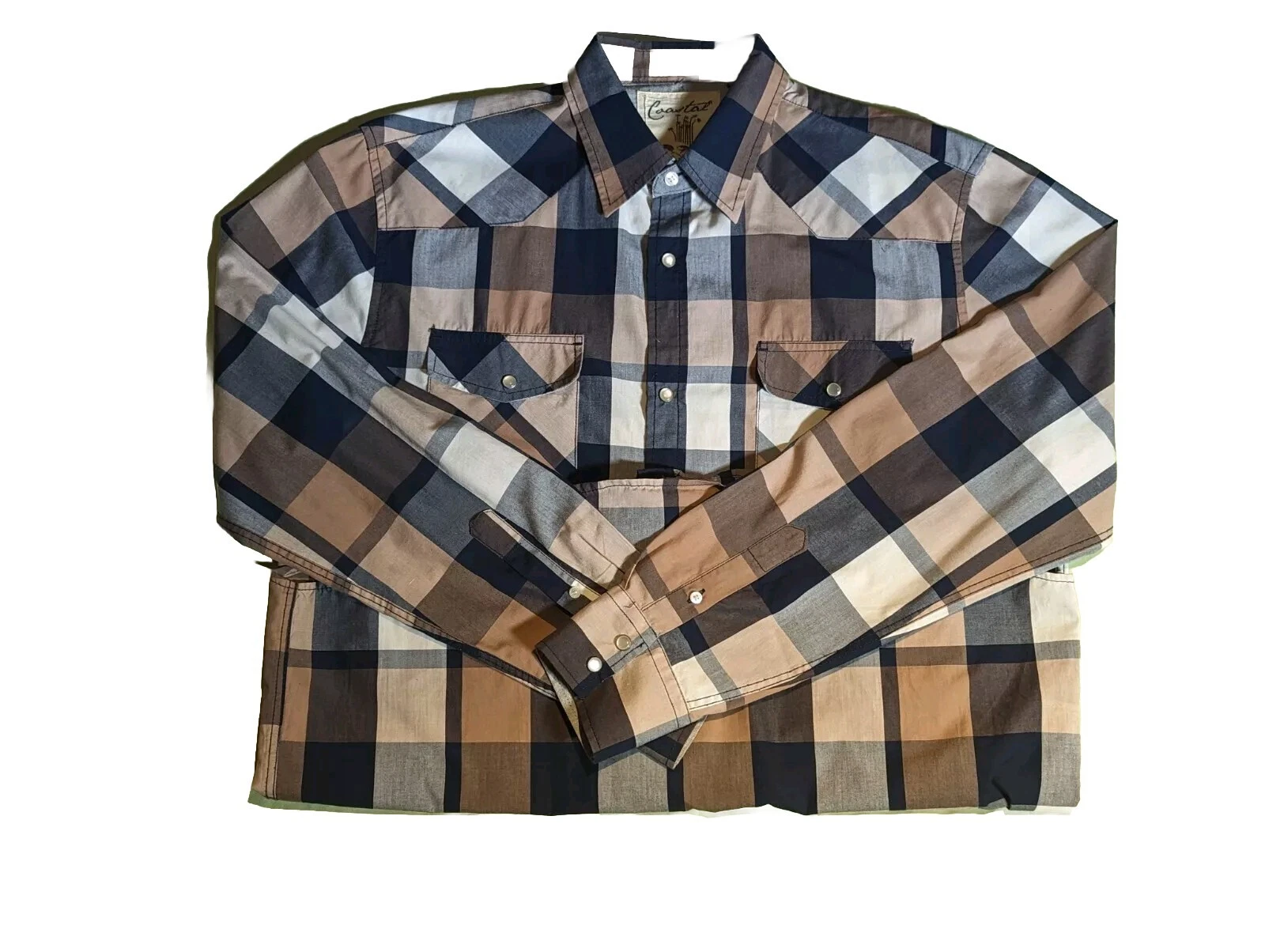 Coastal Western Shirt Men XL Button Up Long Sleeve Pearl Snap Pockets