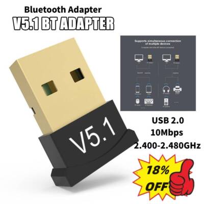 1X USB Wireless Bluetooth 5.1 Adapter Dongle Sender Empfänger For Laptop HOT
