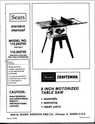 1982 Craftsman 113.242700/113.242720 9 