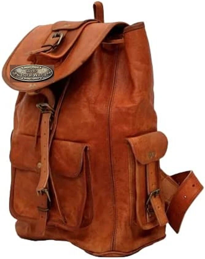20" Very Comfortable Leather Backpack Bag Laptop Rucksack Vintage Travel Men