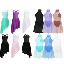 Kids Girls Latin Lyrical Dance Dress Jazz Ballet Dancing Competition Dancewear