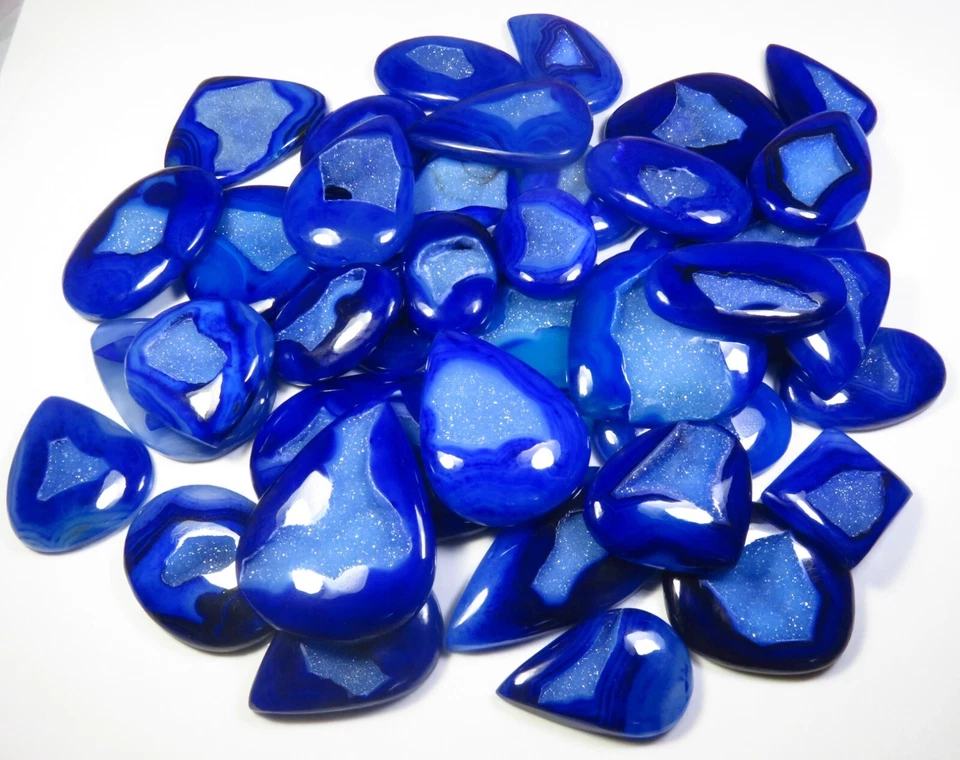 Натуральный оникс друзы жеода драгоценный камень 500-5000 карат синий оникс агат кабошон отдельный лот - Изображение 4 из 4