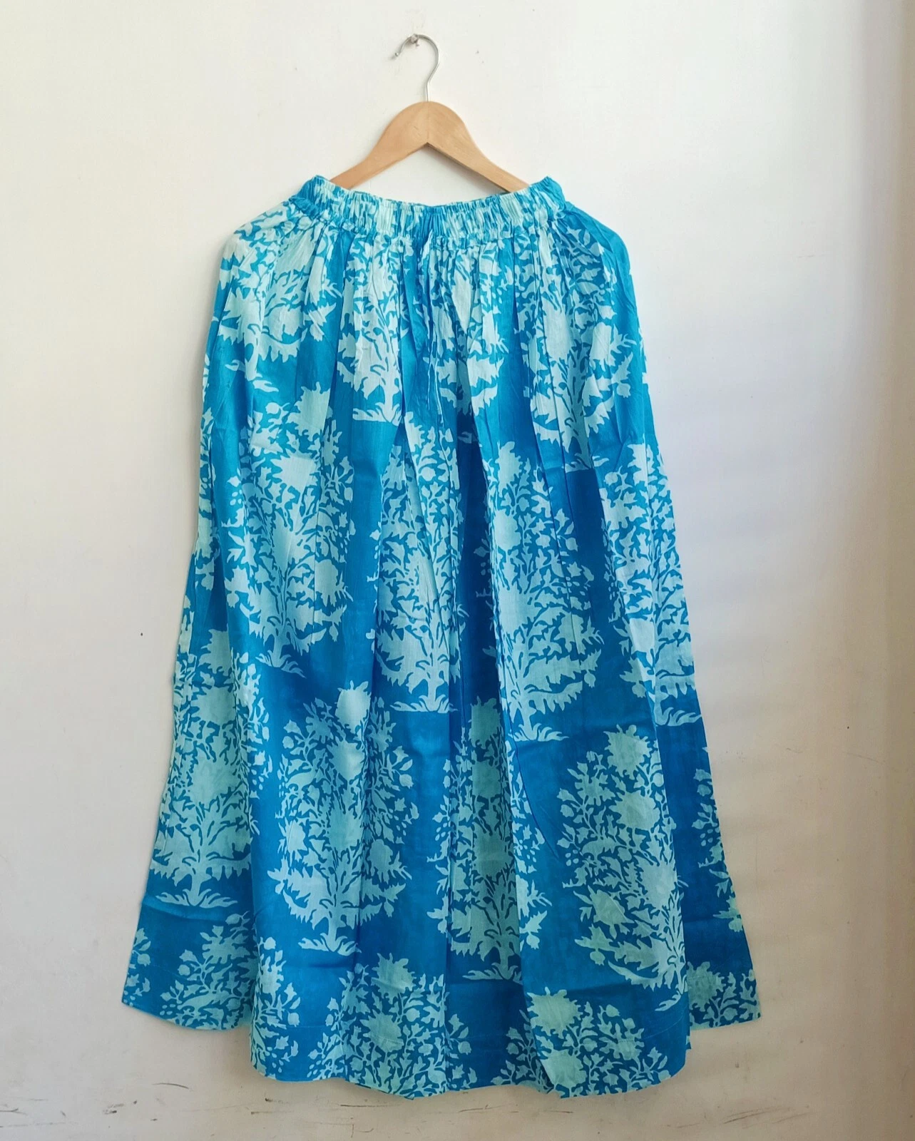 Indian Cotton Turquoise Large Floral Skirt Women's Clothing Partywear Skirt US