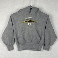 Vintage NFL Pittsburgh Steelers Sweater Boys Small 8 Gray Hoodie Sweatshirt