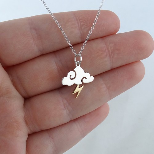 Sterling Silver Cloud Charm Necklace w 