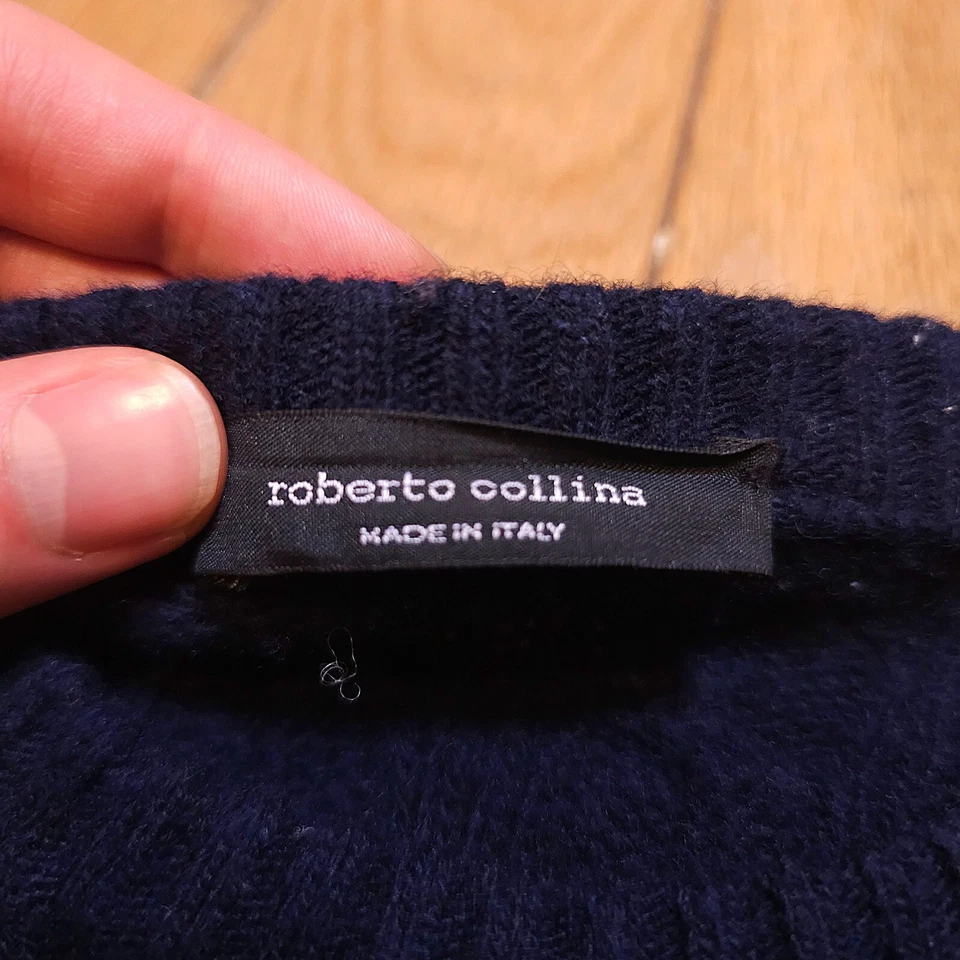 Suéter ROBERTO COLLINA Hecho en Italia Peludo Superfino Lana Tejido con Cable IT 46 XS Foto 3 de 4