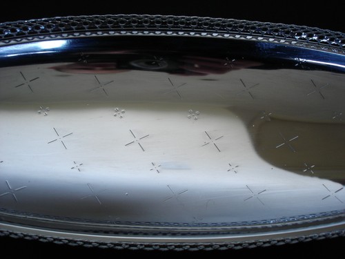 Vintage Chrome Sandwich / Cake Tray with Round Feet. (15 inches long) - Picture 6 of 17