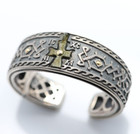 Old Roman Byzantine Cross Bangle Cuff Cross Bronze and Sterling Silver 925 — photo 1