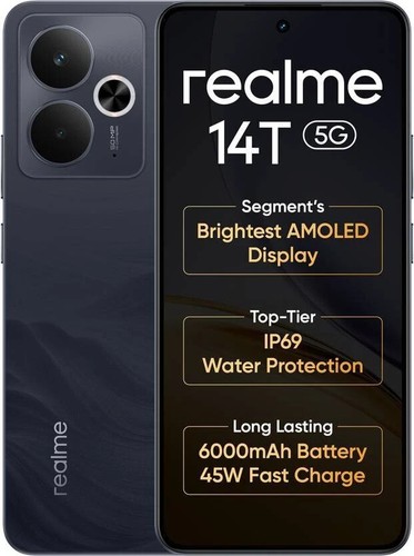 realme 14T 5G (Black 128GB 8GB RAM) Dimensity 6300 Processor Global Version - 第 1/10 張圖片