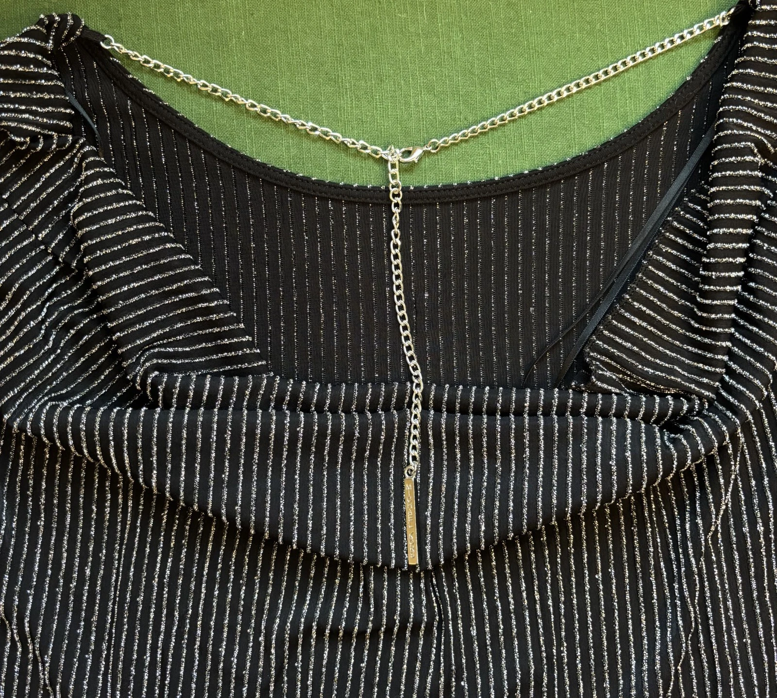 Abito MICHAEL Michael Kors elasticizzato cappuccio schiena nero argento taglia XL cocktail nuovo con etichette