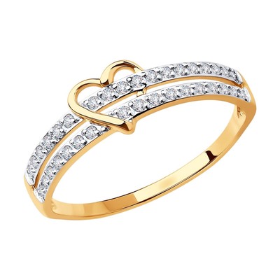 Ring Sokolov  made of 375 gold with cubic zirconia 6,5 size