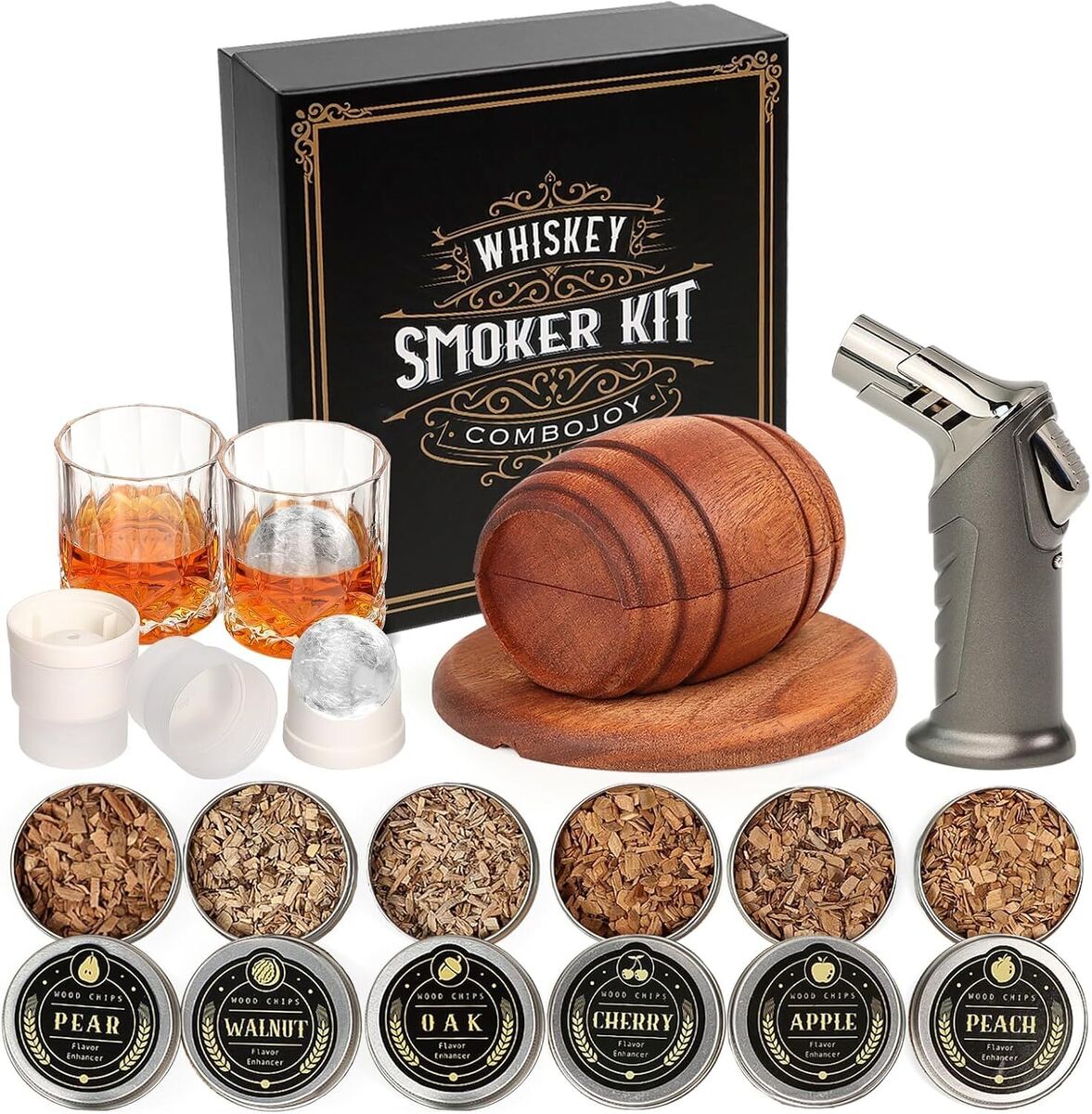 Whiskey Smoker Kit with Torch - 6 Flavors Wood Chips, 2 Whiskey Smoker Kit with Torch - 6 Flavors Wood Chips, 2