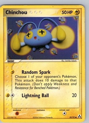 Pokemon TCG Chinchou EX Legend Maker 50/92 Regular Comon Card Played MP-LP