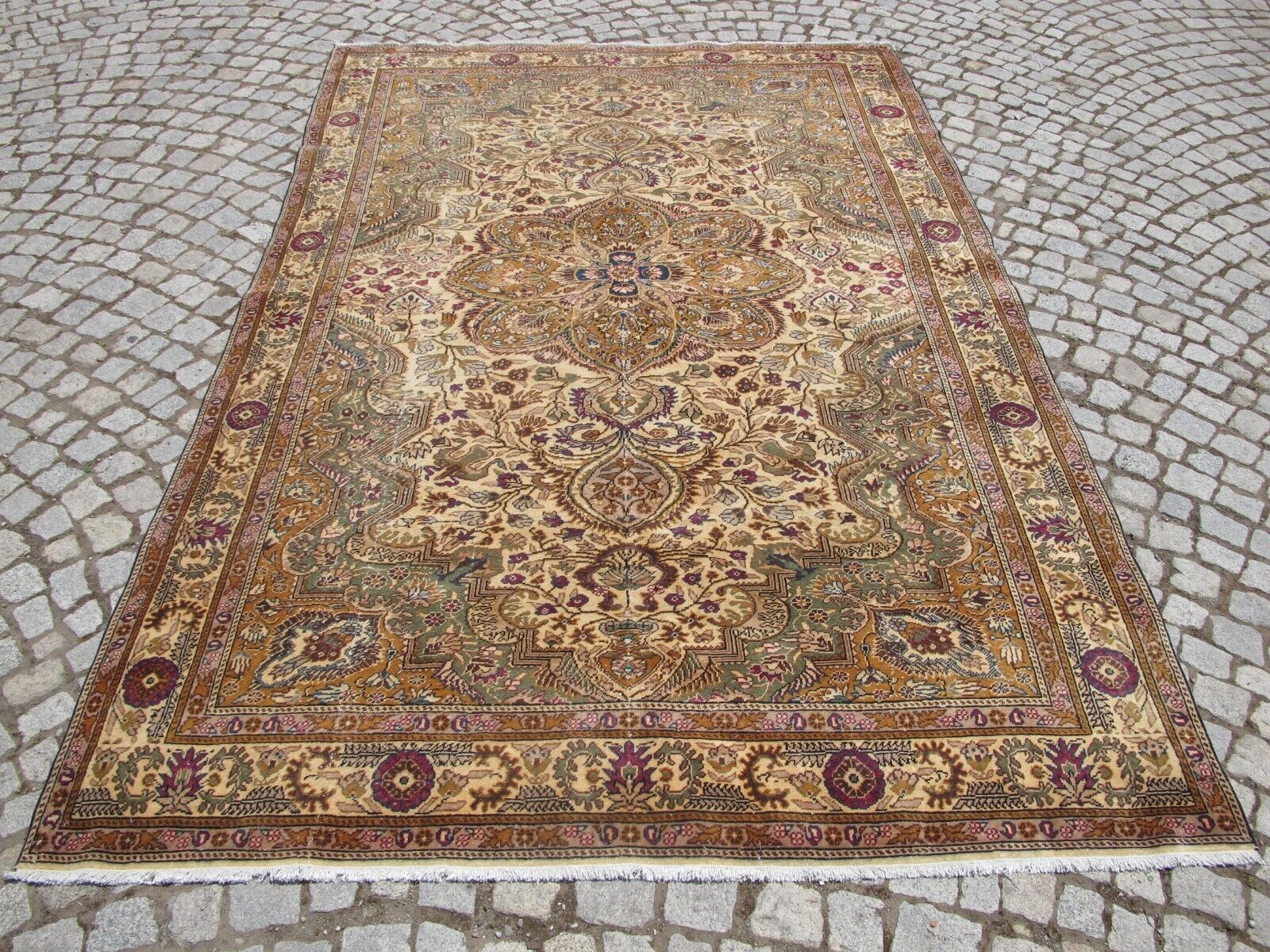 Old Antique Turkish Rug Vintage Fade Oriental Large Rug Wool Boho