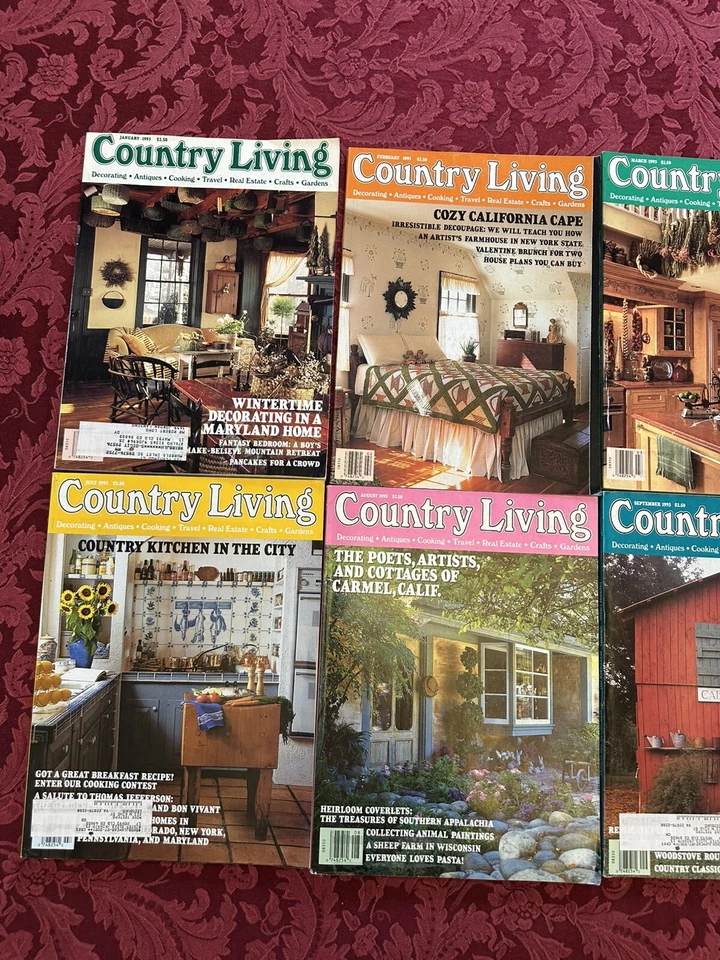 Country Living Vintage Magazine Lot~  1993 Full Set Of 12 Issues Antiques Crafts - Image 2 of 4