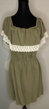 olive green dress with white lace