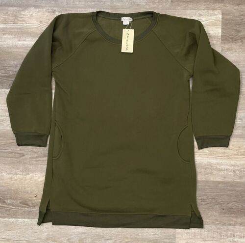 Z Avenue USA Green Long Sleeve Sweatshirt Tunic Dress Top Pockets Womans Size XL