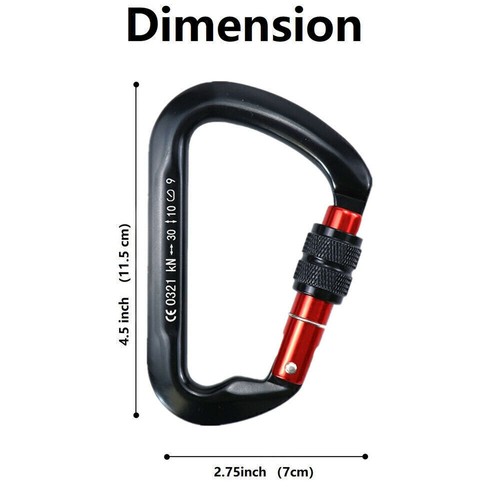 1 Stück Schwerlast Schraubverschluss Karabiner D-Ring Clip Haken zum Klettern Höhlenforschung - Bild 5 von 12