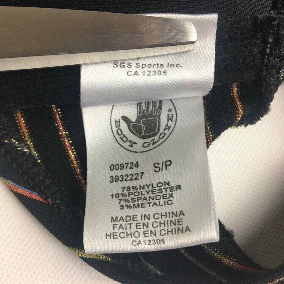 Body Glove Striped Bikini Top Women Halter Neck Black Swimwear Small