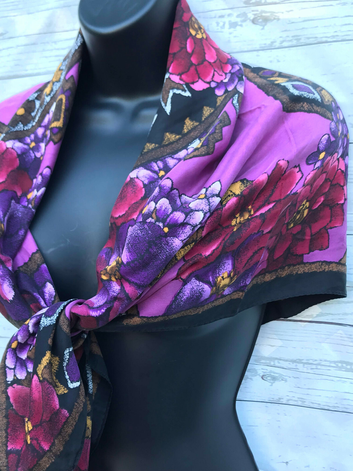 Adrienne Landau Studio Women’s Flowered 100% Silk Wrap Kerchief L33” W35”