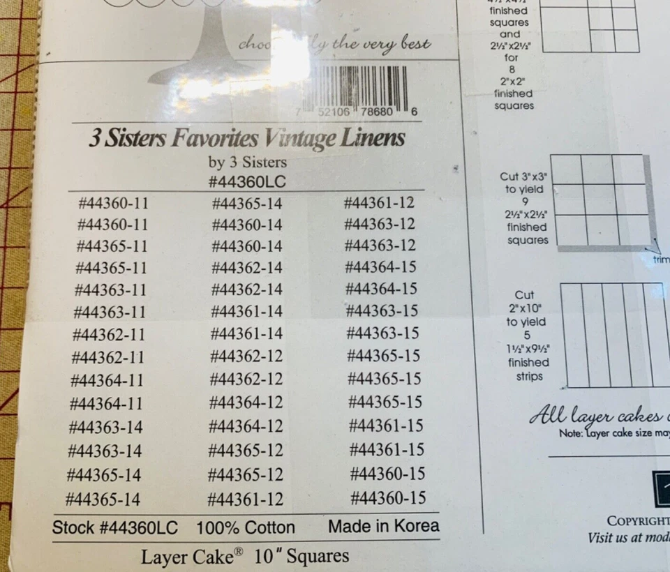 Moda FABRICS Civil War Repro 1800s VINTAGE LINENS 3 SISTERS Layer Cake 10" SQS - Image 4 of 4