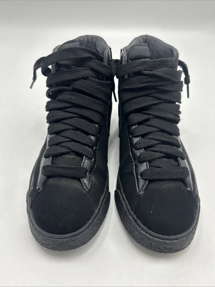 NIKE BLAZER HIGH TRIPLE BLACK WOMENS SIZE 9.5 317808-003 - Image 2 of 4