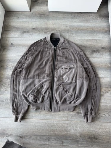 Haider Ackermann Cotton Viscose Bomber Jacket Gray Cropped Designer Size M - product listing photo