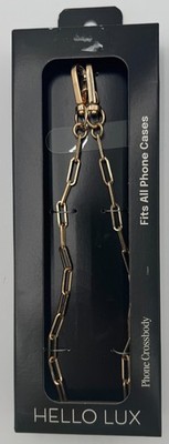 HELLO LUX Phone Crossbody Holder Gold Paper Clip Chain NWT 51.2 in