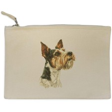 'Wire Fox Terrier Portrait' Canvas Clutch Bag / Accessory Case (CL00051977)