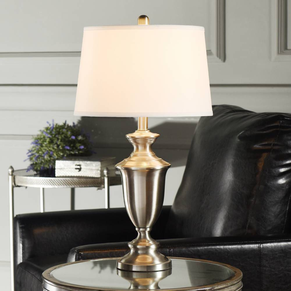 Стальная настольная лампа из матового никеля Brussels - StyleCraft