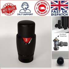 Adjustable Black TRV Valve Head Replacement M30 x 1.5 - Perfect Frost Protection