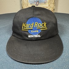 Vintage Hard Rock Cafe Montreal Black Adjustable Leather StrapBack Hat Cap