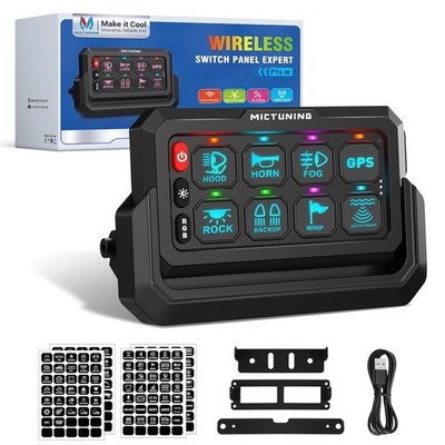 MICTUNING 8 Gang P1S-Wireless LED Switch Panel for Expansion Sync Control System