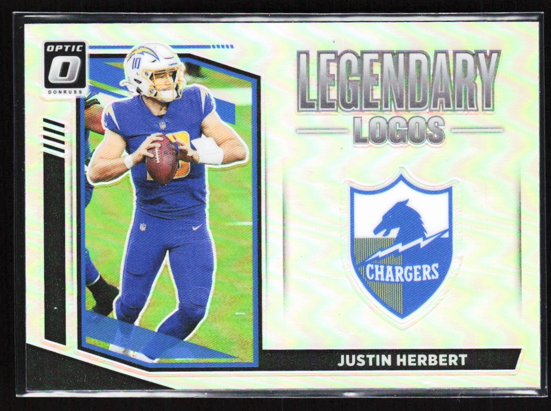 2021 Donruss Optic Legendary Logos Silver Holo Prizm Justin Herbert Los Angeles