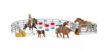 Schleich Rodeo Show Bull Rider 42pc Farm World Ranch Cowboy Horse Cow Playset