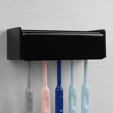 5 Slots Wall Mount Toothbrush Holder with Cover, Self Adhesive Toothbrush Sto...