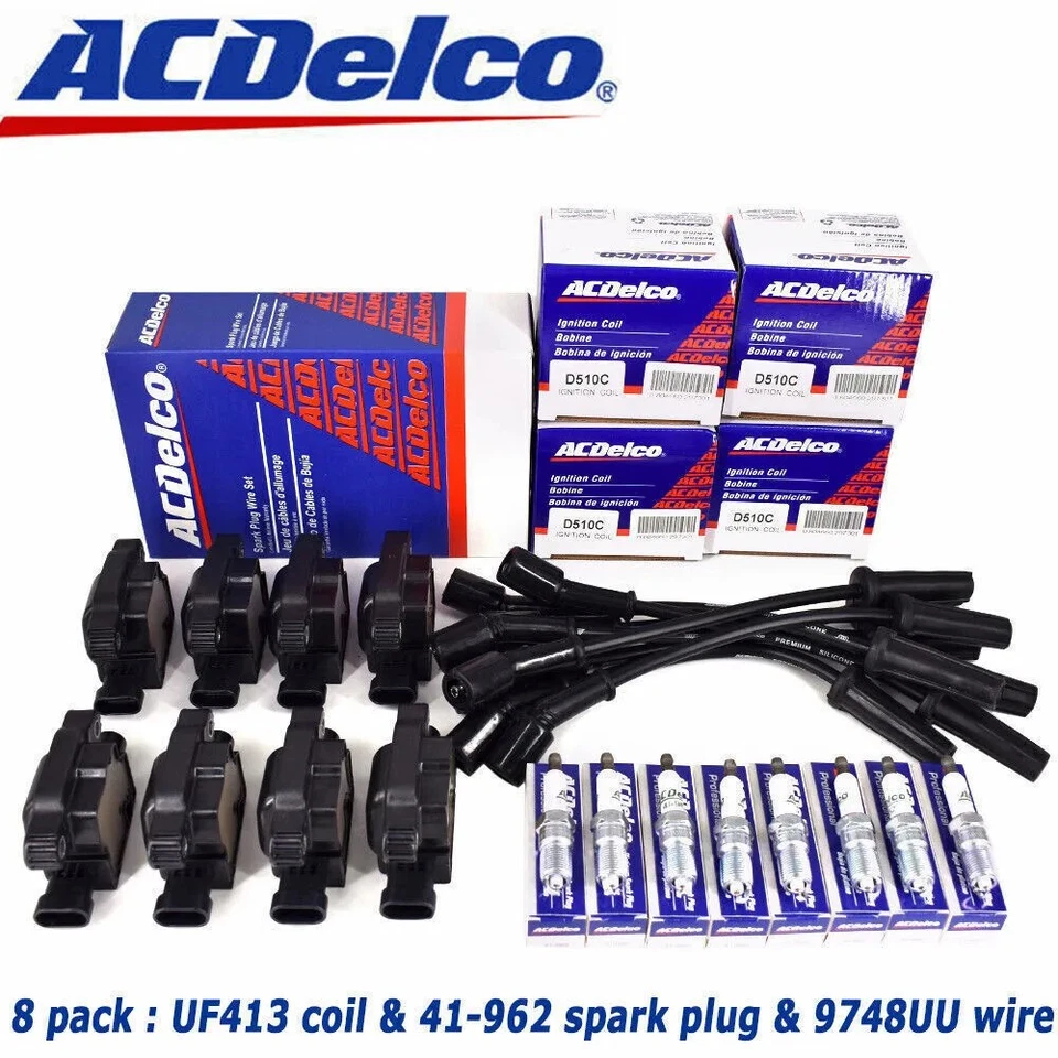 8 Sets Genuine OEM UF413 Ignition Coil & 41-110 Spark Plug + 9748UU Wire Fit GMC - Image 2 of 4