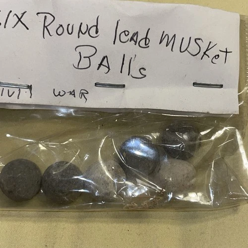 LOT OF 6 ANTIQUE ASSORTED Round Lead Musket Ball CIVIL WAR BULLETS