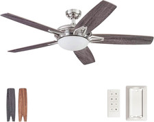 Clancy 52" LED Ceiling Fan with Light  Remote in Brushed Nickel Finish