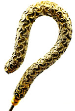 Antique Hatpin Gold Filigree Adorns Symbolic Shepherd's Crook Ready to Care Herd