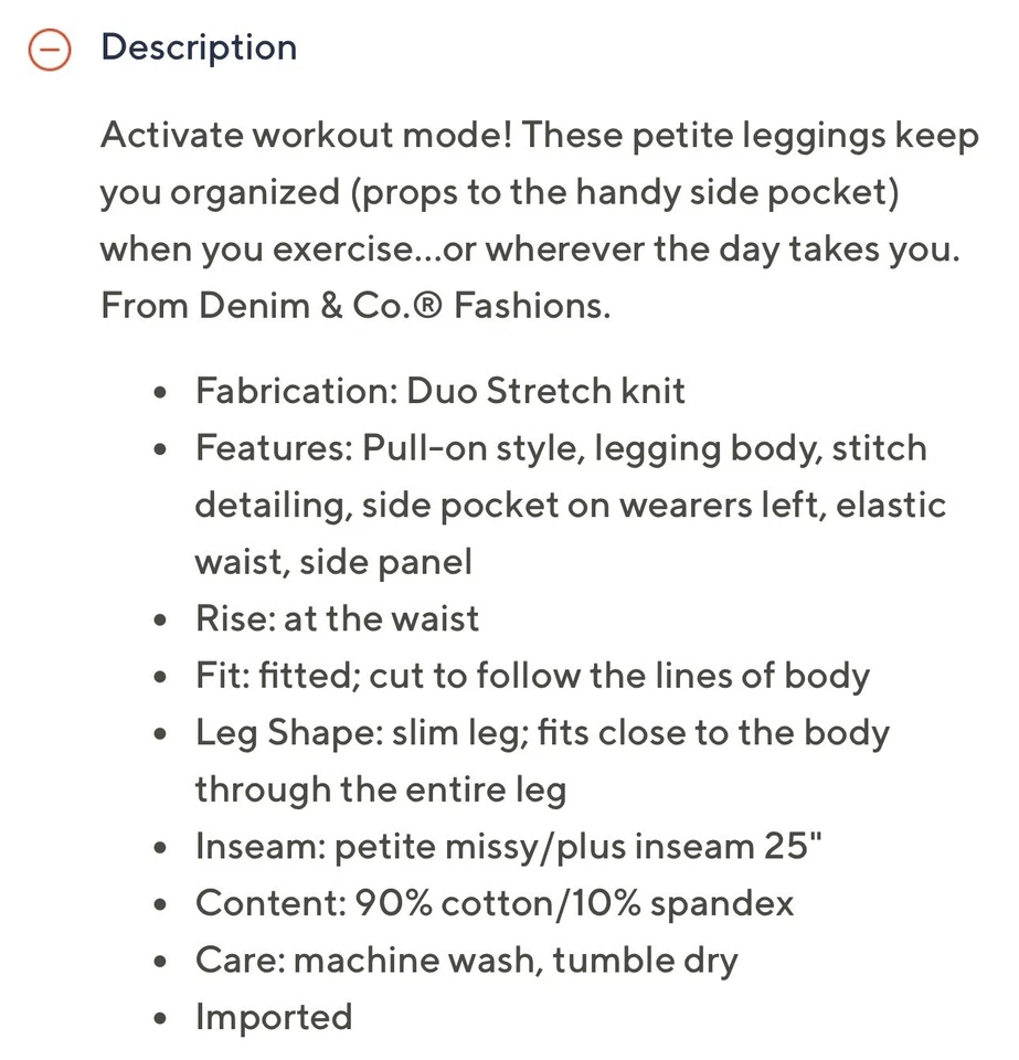 Denim & Co Active Duo Stretch Legging w/ Side Pocket Size XLP Brown A452591 NWOT - Image 2 of 3