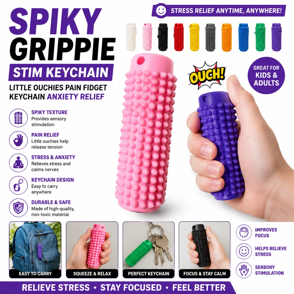 Spiky Grippie Stim Keychain
