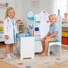 Kids Doctor Play Set w/Faucet Sink ECG Monitor Body Parts Diagram Clock