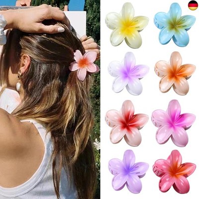 Kunststoff Blumen Haarklammer Groß 8 Stück,  Flower Hair Clip Mehrfarbige Acryl